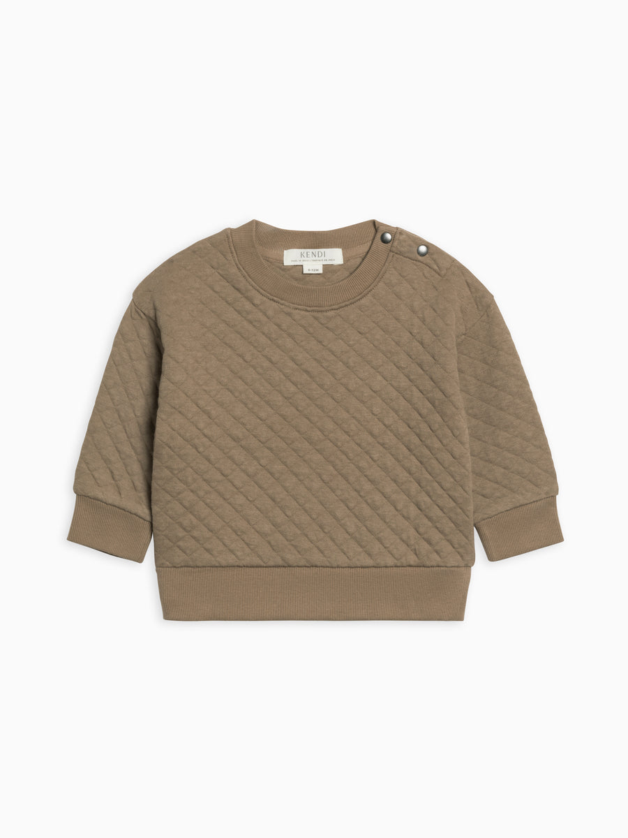 Sutton Quilted Jacquard Pullover Baby : Tops : Long Sleeve : Pullovers Kendi Organic Cotton Baby and Kids Sutton Quilted Jacquard Pullover