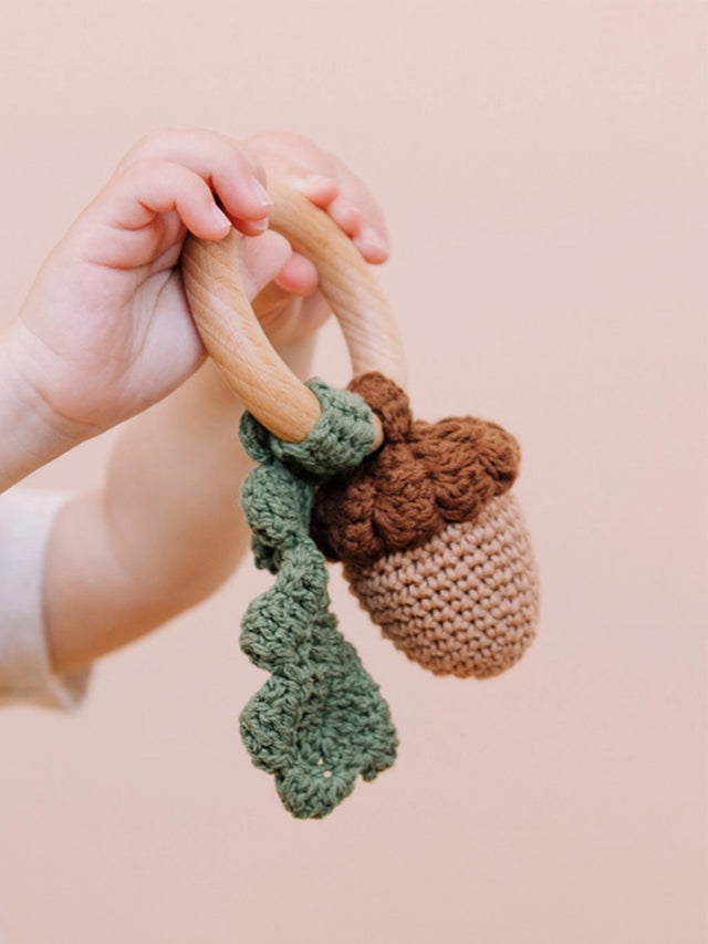 Acorn Crochet Rattle Teether