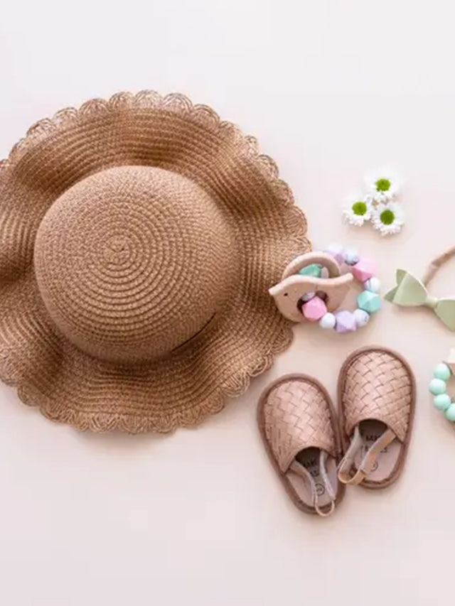 Baby Straw Sun Hat Baby-Kids : Accessories : Hats Babe Basics 