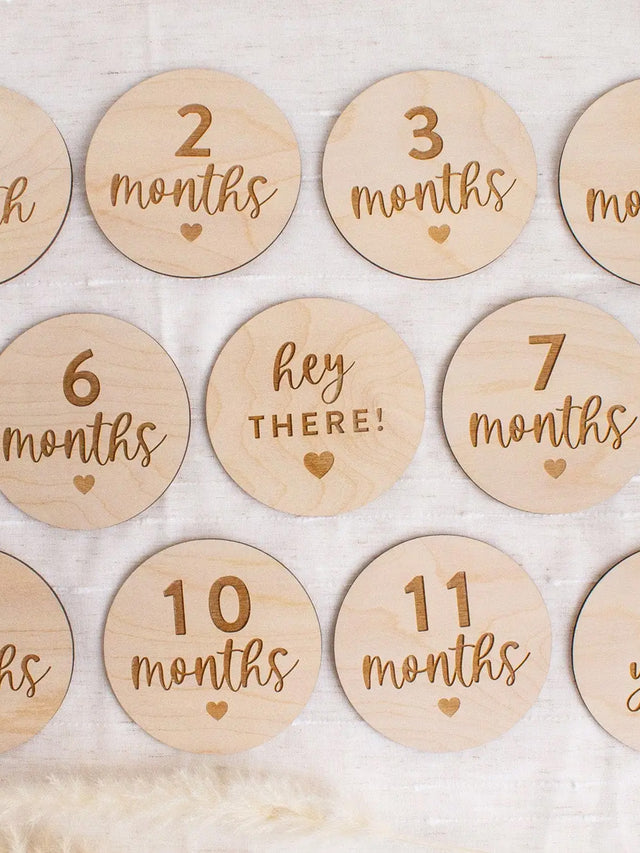 Baby Wooden Hearts Milestone Cards Baby : Nursery : Decor : Parent The Print Pantry Baby Wooden Hearts Milestone Cards