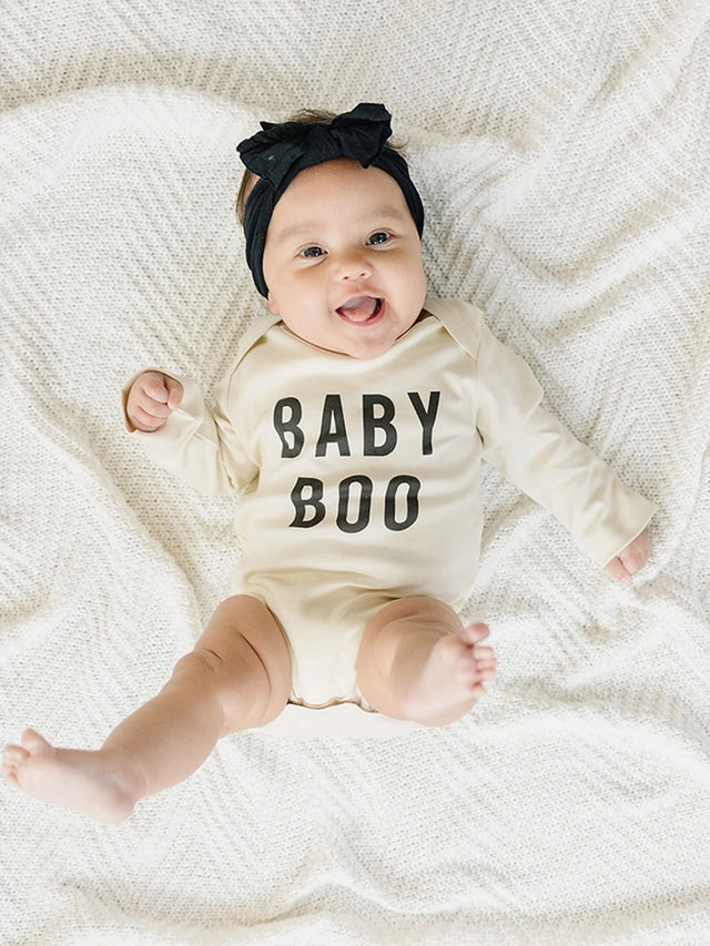 Baby Boo Organic Baby Long Sleeve Bodysuit Baby : Bodysuits : Short Sleeves Urban Baby Co. Baby Boo Organic Baby Long Sleeve Bodysuit