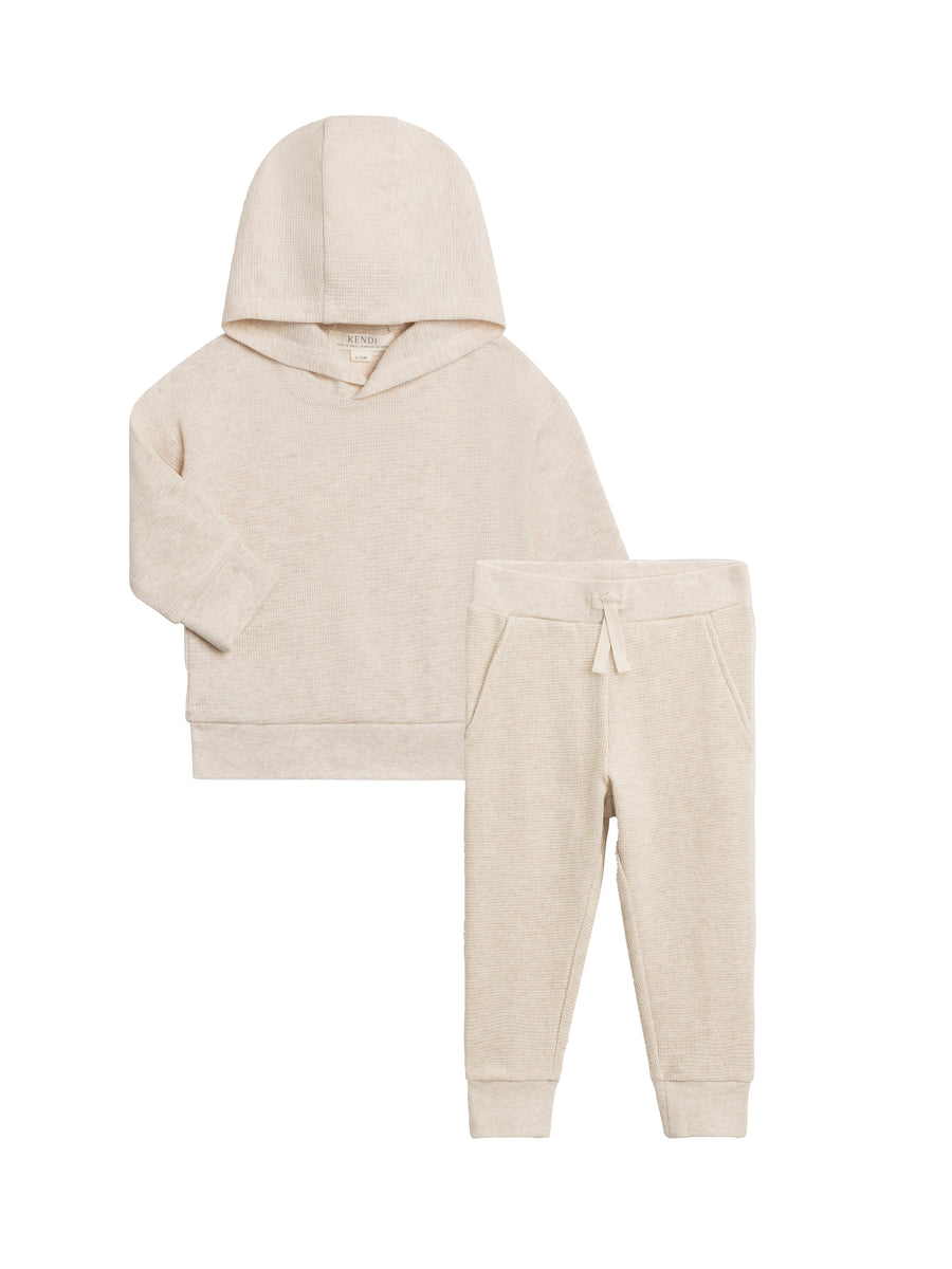 Organic 2-Piece Waffle Hoodie and Jogger Set Baby-Kids : Virtual Set : Bottoms : Joggers : Tops : Hoodies : Long Sleeves KENDI 