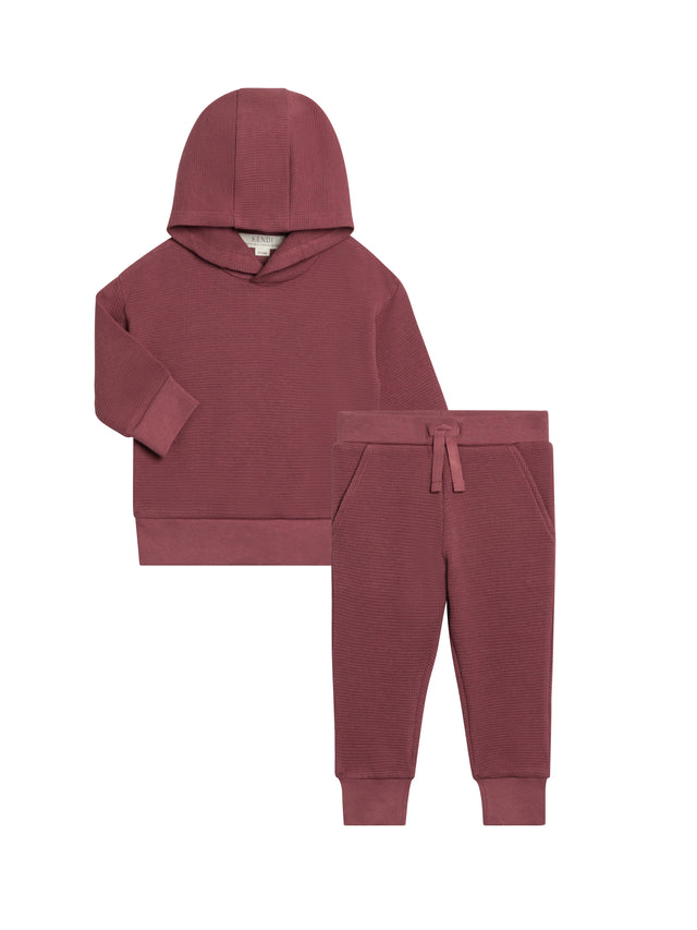 Organic 2-Piece Waffle Hoodie and Jogger Set Baby-Kids : Virtual Set : Bottoms : Joggers : Tops : Hoodies : Long Sleeves KENDI 