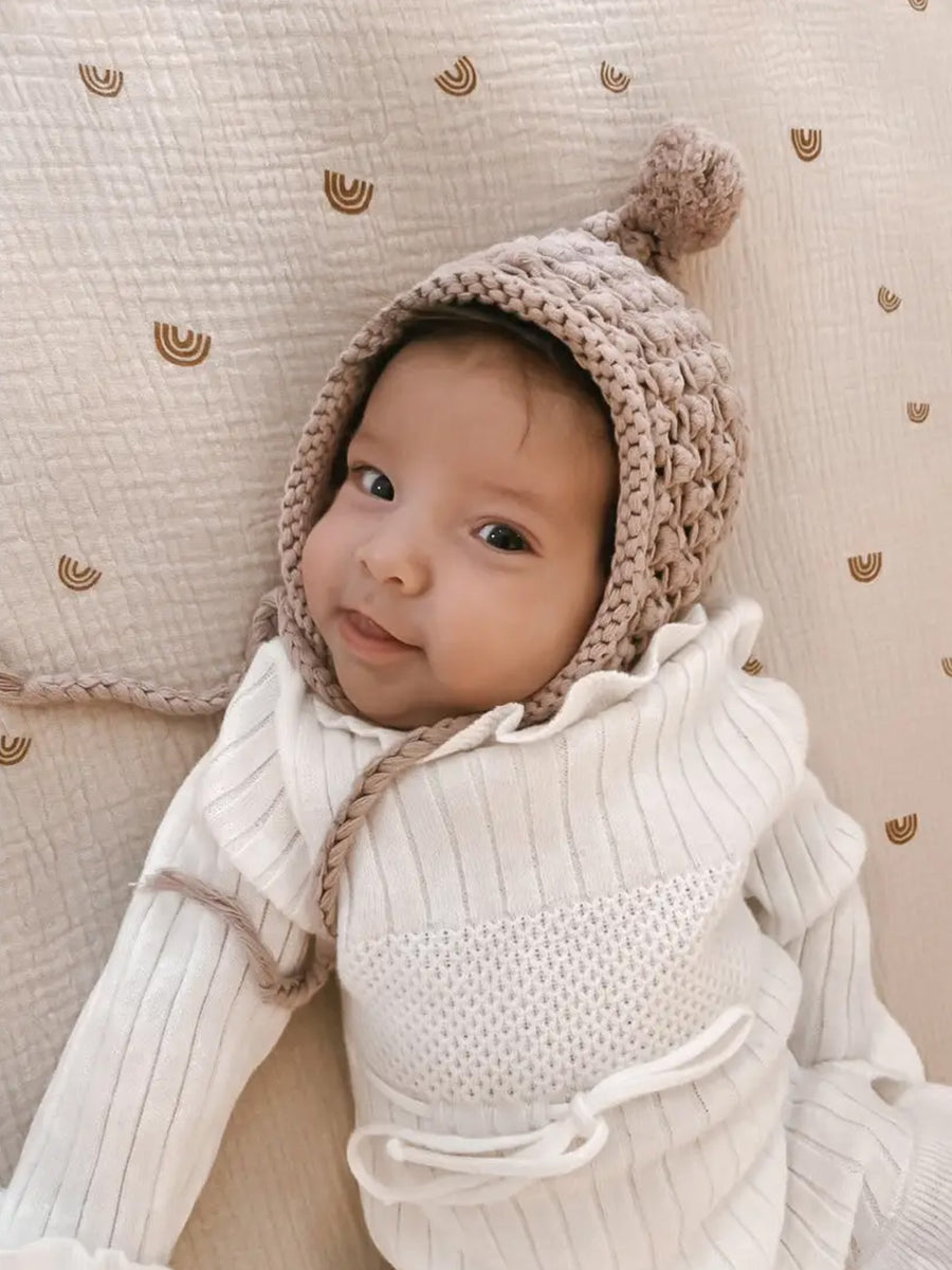 Organic Cotton Chunky Knit Bonnet Baby : Accessories : Hats Luna + Luca Organic Cotton Chunky Knit Bonnet