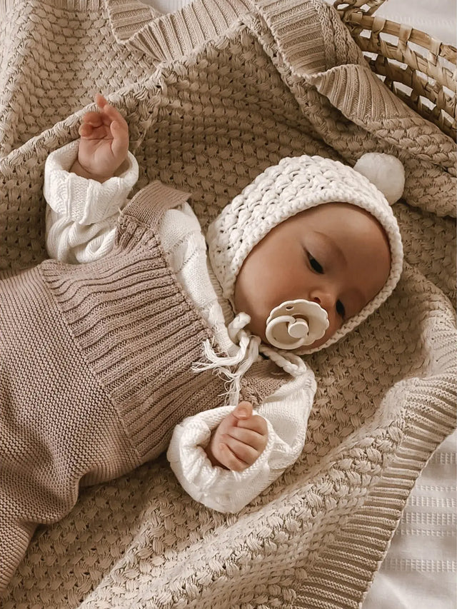 Organic Cotton Chunky Knit Bonnet Baby : Accessories : Hats Luna + Luca Organic Cotton Chunky Knit Bonnet