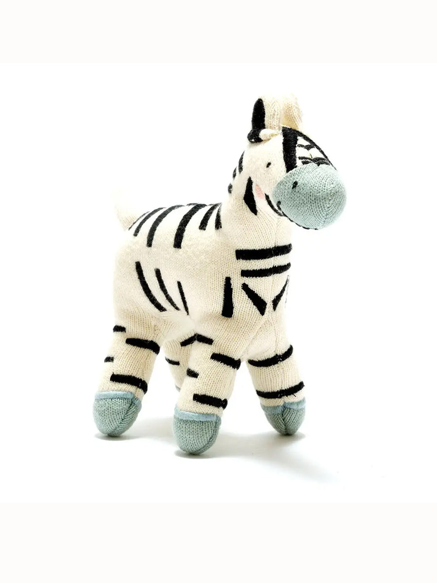 Organic Cotton Knitted Zebra Baby-Kids : Toys : Plush-Crinkle Best Years Ltd Organic Cotton Knitted Zebra