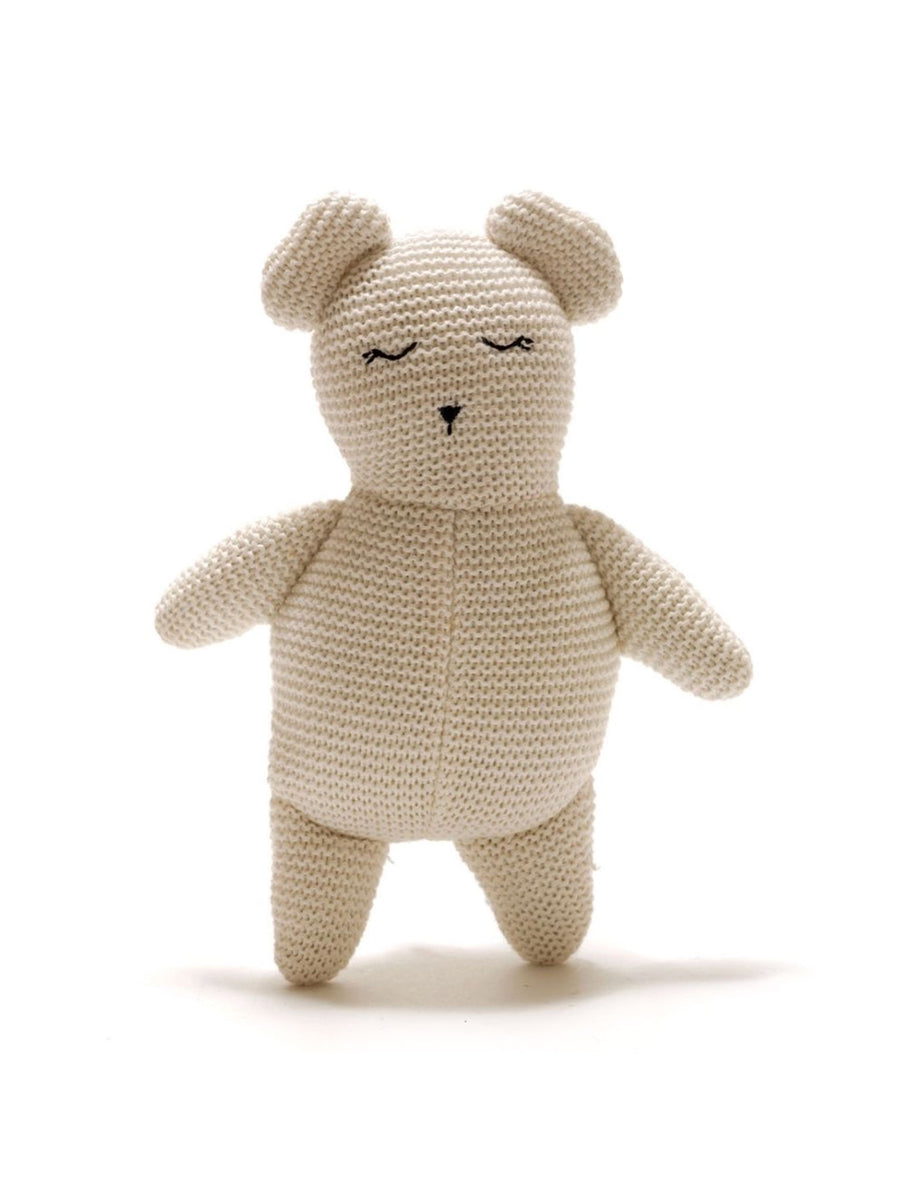 Organic Cotton Knitted Teddy Bear Baby-Kids : Toys : Plush-Crinkle Best Years Ltd Organic Cotton Knitted Teddy Bear