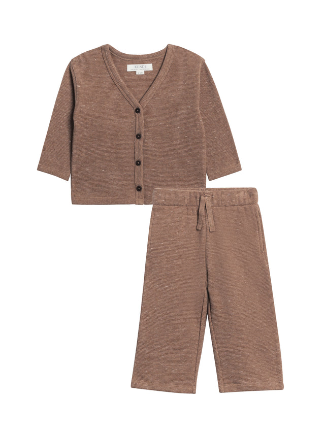 Organic 2-Piece Waffle Cardigan and Pant Set Baby-Kids : Virtual Set : Bottoms : Joggers : Tops : Hoodies : Long Sleeves KENDI 