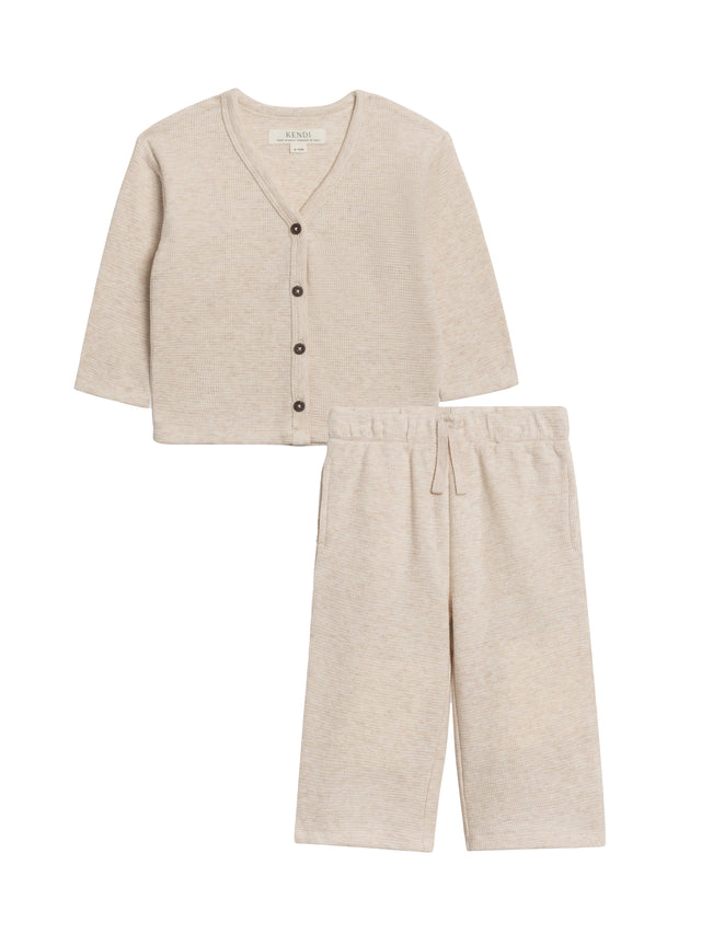 Organic 2-Piece Waffle Cardigan and Pant Set Baby-Kids : Virtual Set : Bottoms : Joggers : Tops : Hoodies : Long Sleeves KENDI 