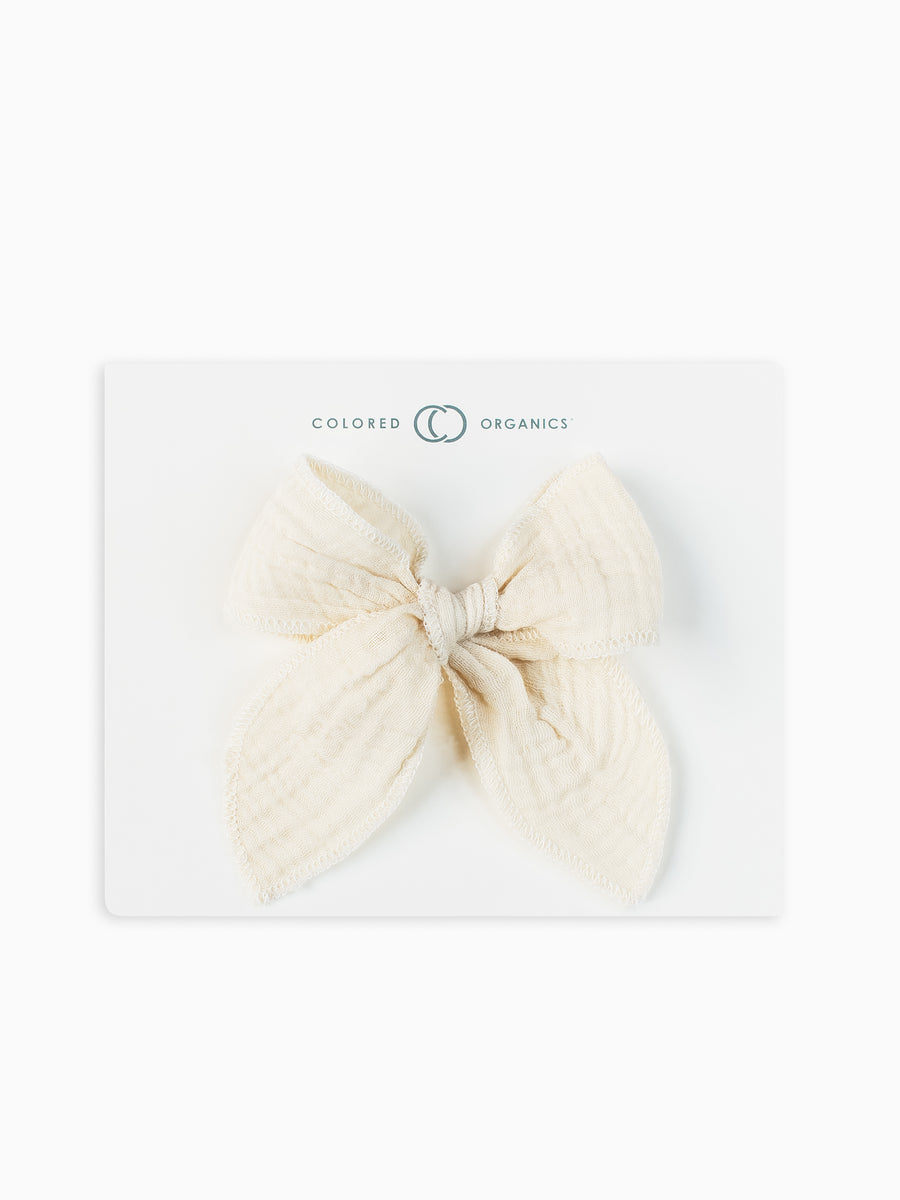 Muslin Bow Hair Clip Baby : Accessories: Headbands Colored Organics Organic Cotton Muslin Hair Clip