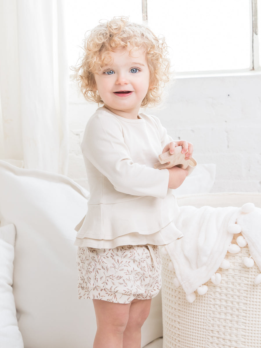 Edith Ruffle Hem Top Baby-Kids : Tops : Tees : Long Sleeves Colored Organics Edith Peplum Top