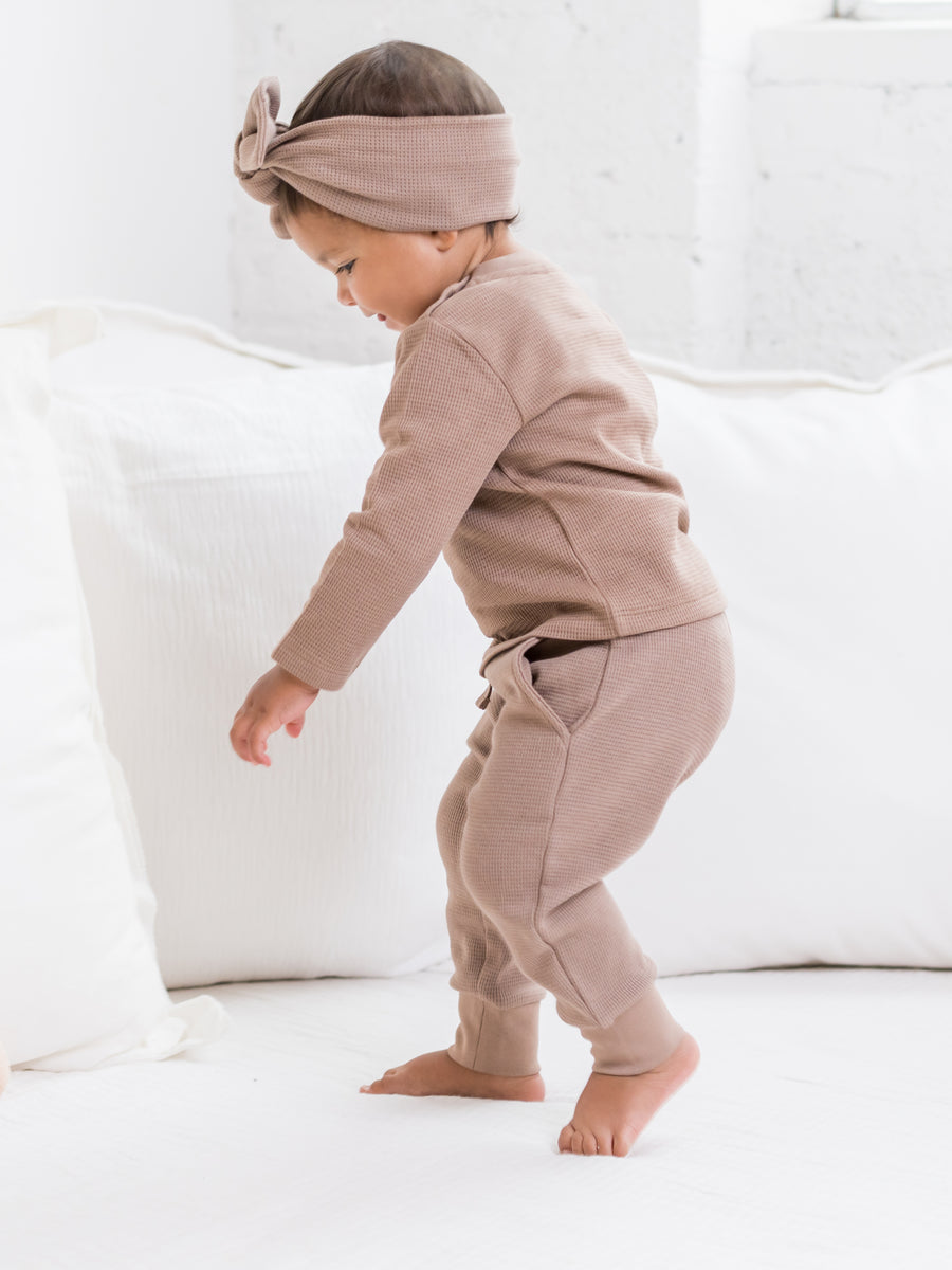 Nelson Waffle Knit Jogger Baby-Kids : Bottoms : Joggers Colored Organics Organic Cotton Baby and Kids Nelson Waffle Knit Jogger