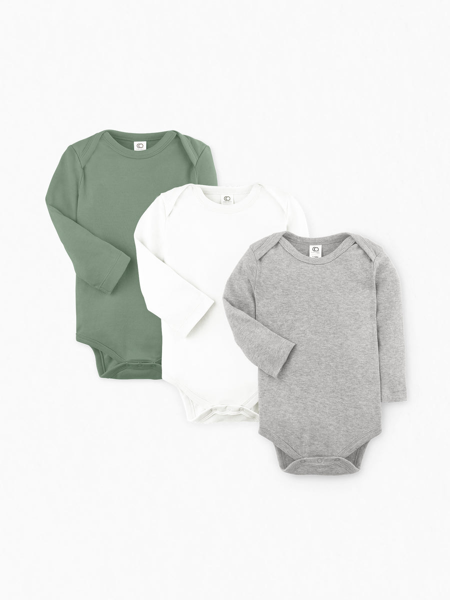 3-Pack Classic Long Sleeve Bodysuit Bundle Baby : Virtual Bundle : Bodysuits Colored Organics Organic Baby Classic Bodysuit Bundle - Long Sleeve