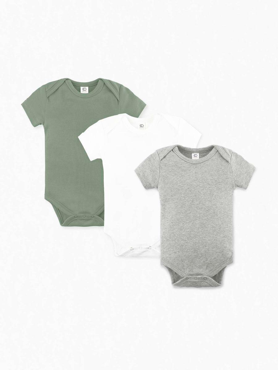 3-Pack Classic Short Sleeve Bodysuit Bundle Baby : Virtual Bundle : Bodysuits Colored Organics Organic Baby Classic Bodysuit Bundle - Short Sleeve