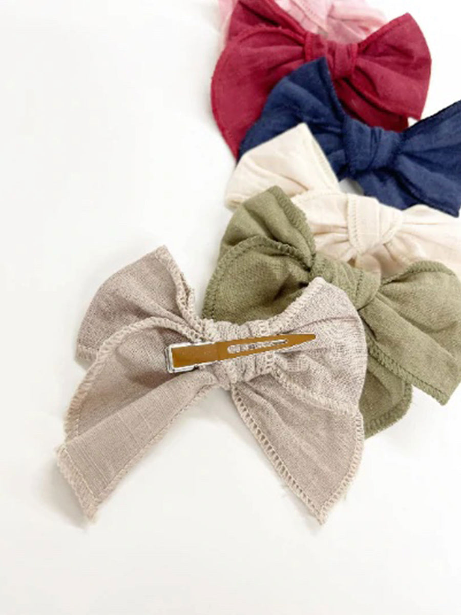 Mini Linen Bow Hair Clip Baby-Kids : Accessories: Hair Clips Golden Dot Lane Mini Linen Bow Hair Clip