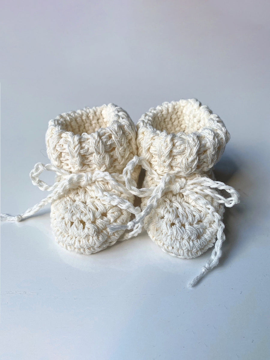 Organic Cotton Tie Baby Booties Baby : Accessories : Shoes Sock Gooseberry Fool Organic Cotton Tie Baby Booties