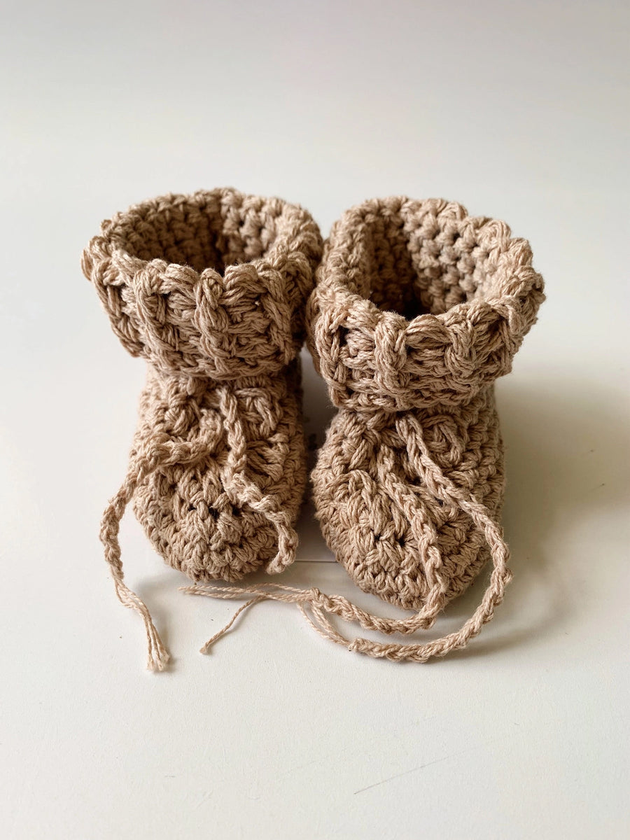 Organic Cotton Tie Baby Booties Baby : Accessories : Shoes Sock Gooseberry Fool Organic Cotton Tie Baby Booties