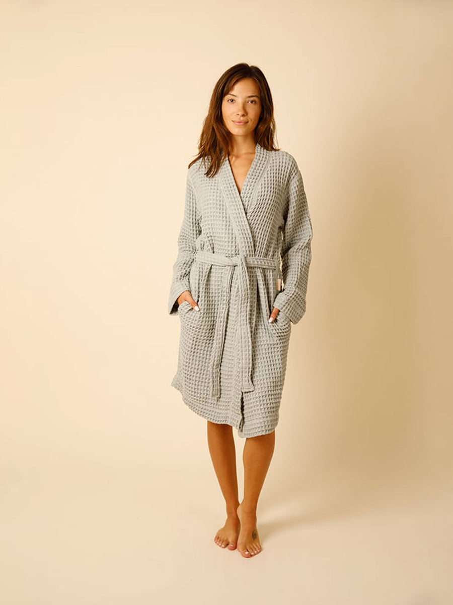 Organic Cotton Waffle Robe Adult Happy Place Organic Cotton Waffle Robe