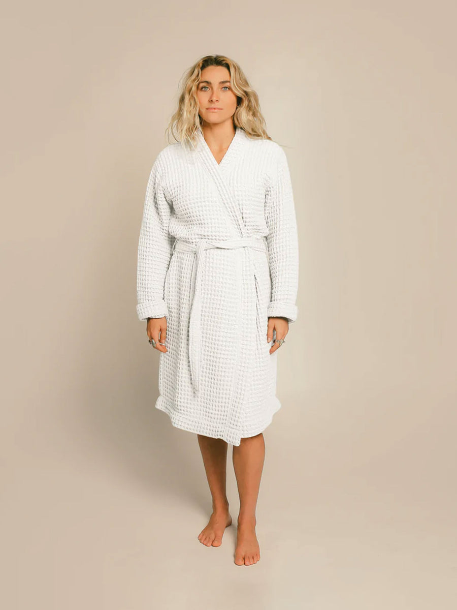 Organic Cotton Waffle Robe Adult Happy Place Organic Cotton Waffle Robe