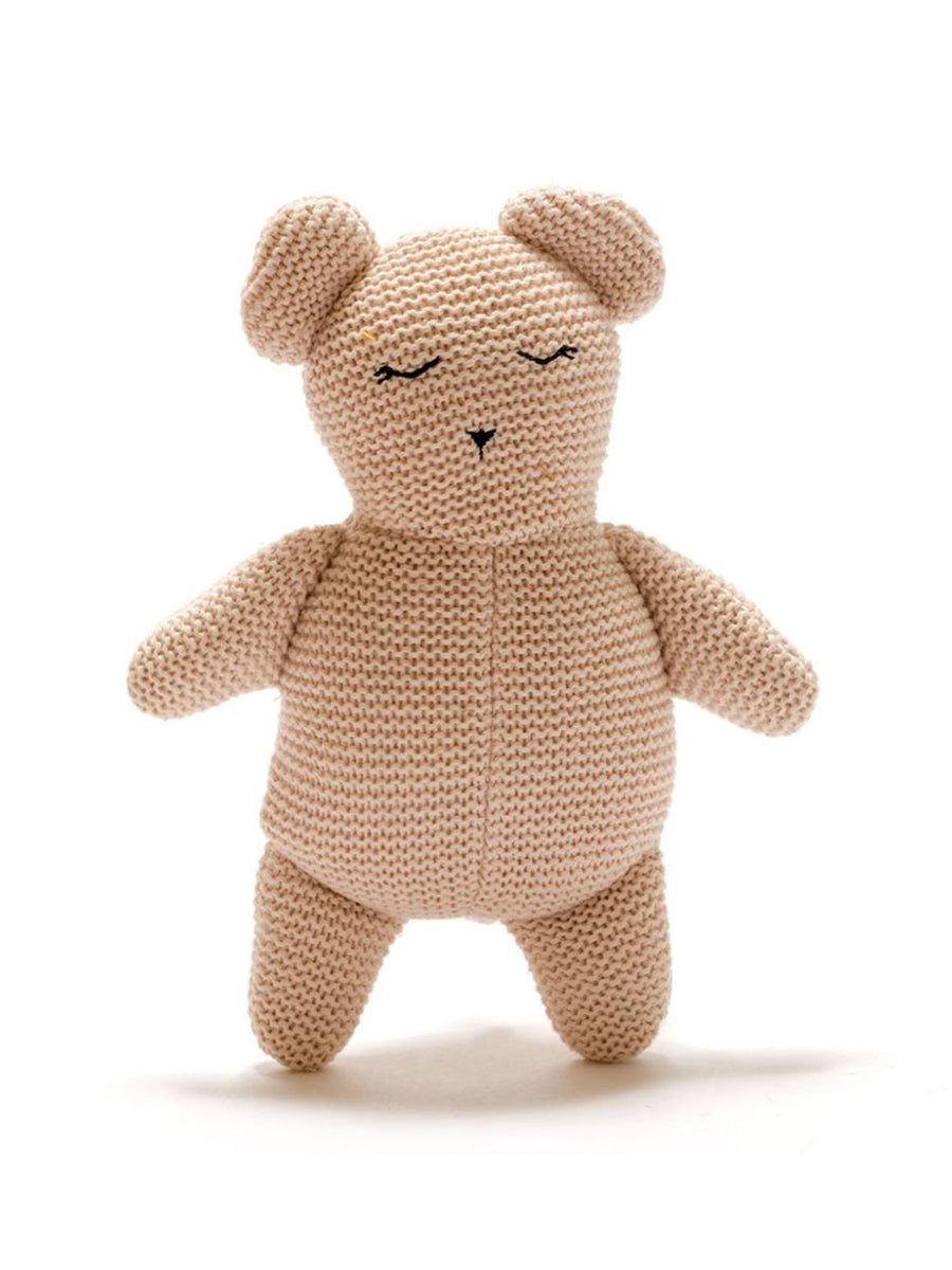 Organic Cotton Knitted Teddy Bear Baby-Kids : Toys : Plush-Crinkle Best Years Ltd Organic Cotton Knitted Teddy Bear