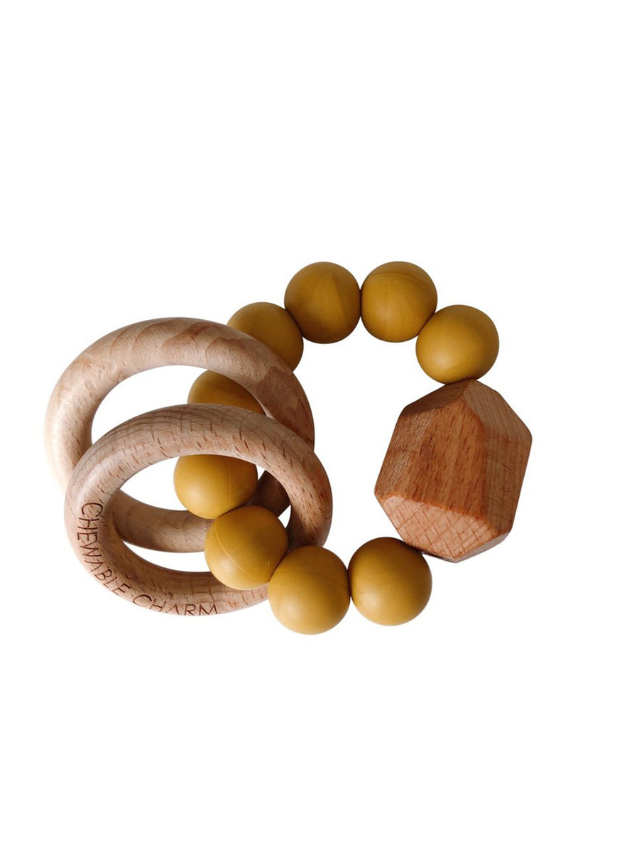 Silicone + Wood Teether Ring Baby : Toys : Teethers Chewable Charm Silicone + Wood Teether Ring