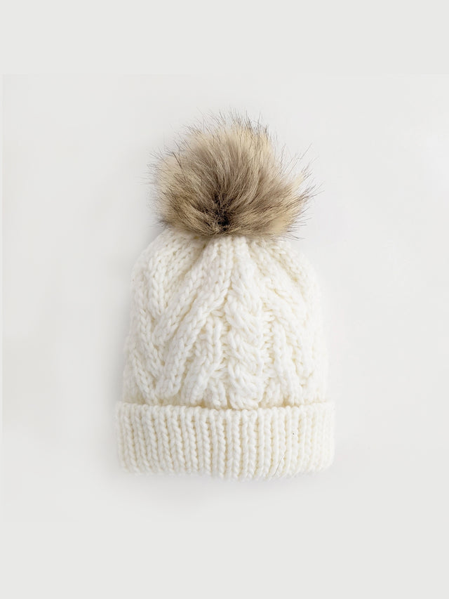 Winter White Pom Pom Beanie Hat Baby-Kids : Parent : Accessories : Hats Huggalugs 