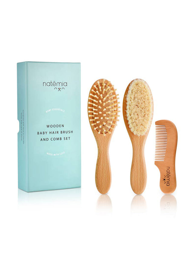 Wooden Hair Brush Set Baby : Parent : Nursery : Bath Natemia 