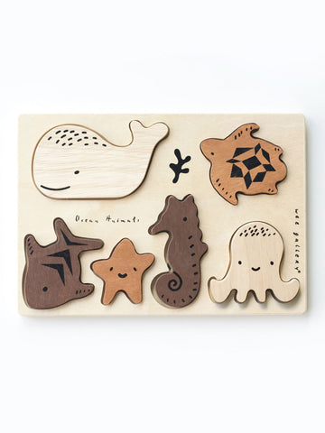 Ocean Animals Wooden Tray Puzzle Baby-Kids : Toys : Wooden Wee Gallery 