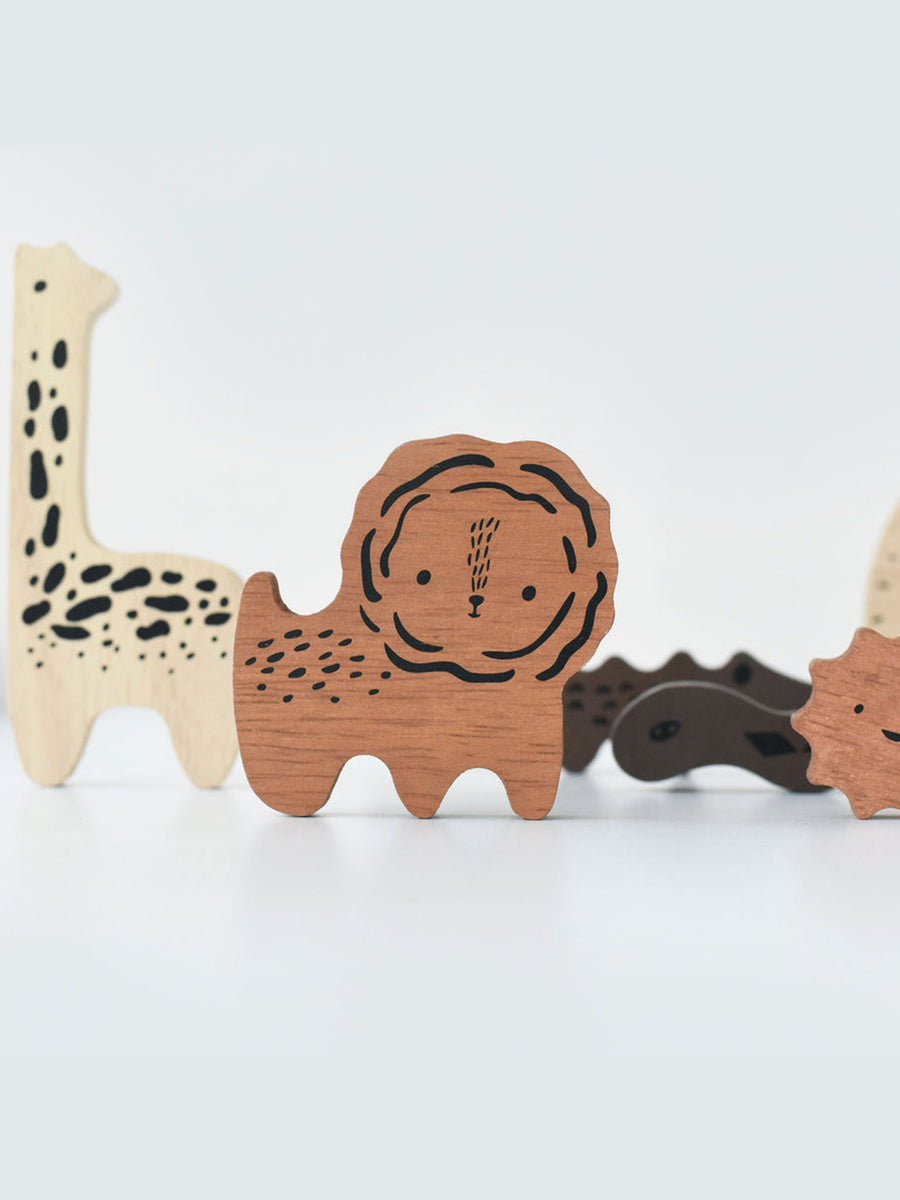 Safari Animals Wooden Tray Puzzle Baby-Kids : Toys : Wooden Wee Gallery Safari Animals Wooden Tray Puzzle